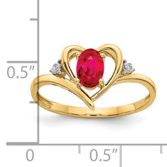 14k Ruby and Diamond Heart Ring