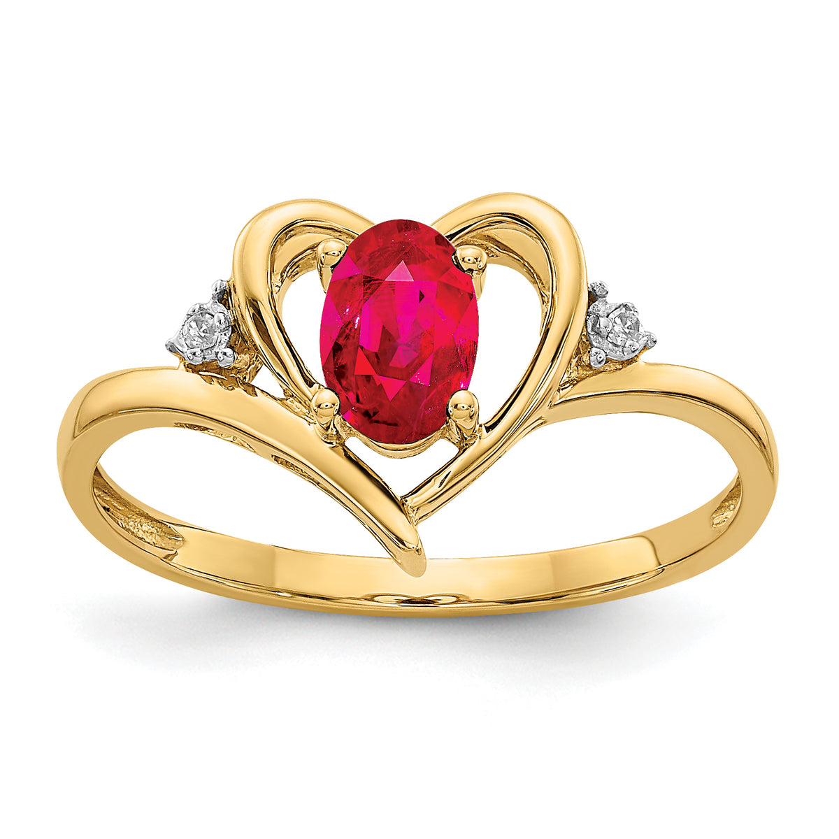 14k Ruby and Diamond Heart Ring