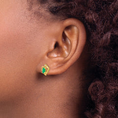 14k Emerald and Diamond Heart Earrings