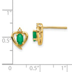 14k Emerald and Diamond Heart Earrings
