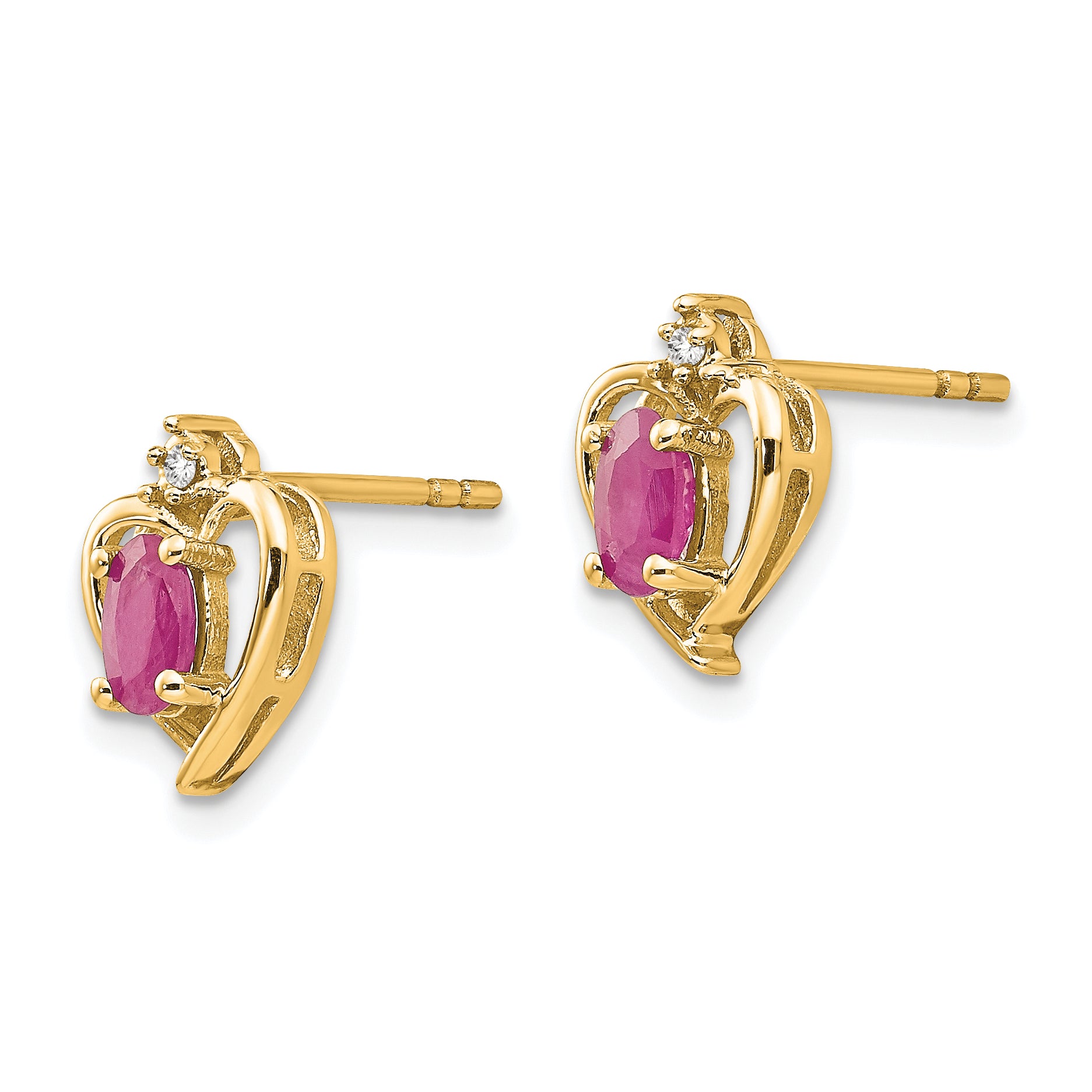 14k Ruby and Diamond Heart Earrings Secondary image