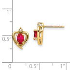 14k Ruby and Diamond Heart Earrings