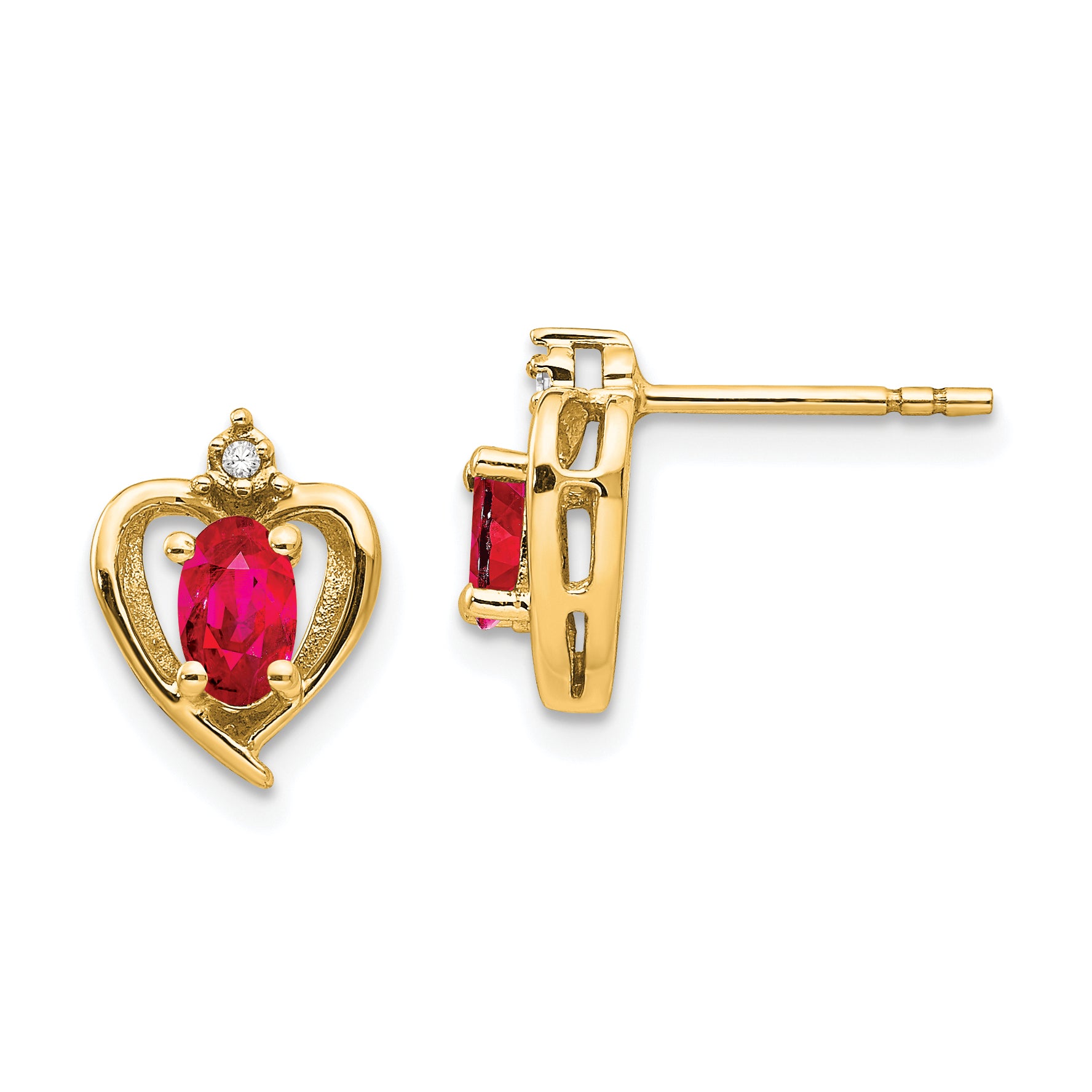 14k Ruby and Diamond Heart Earrings Main image
