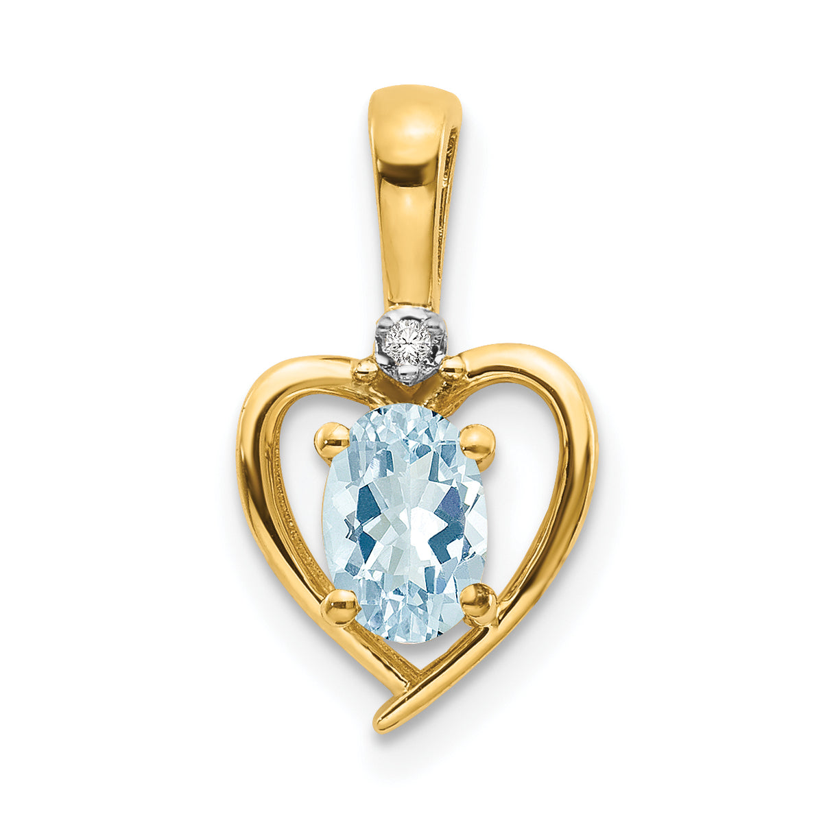 14K Diamond & Aquamarine Pendant