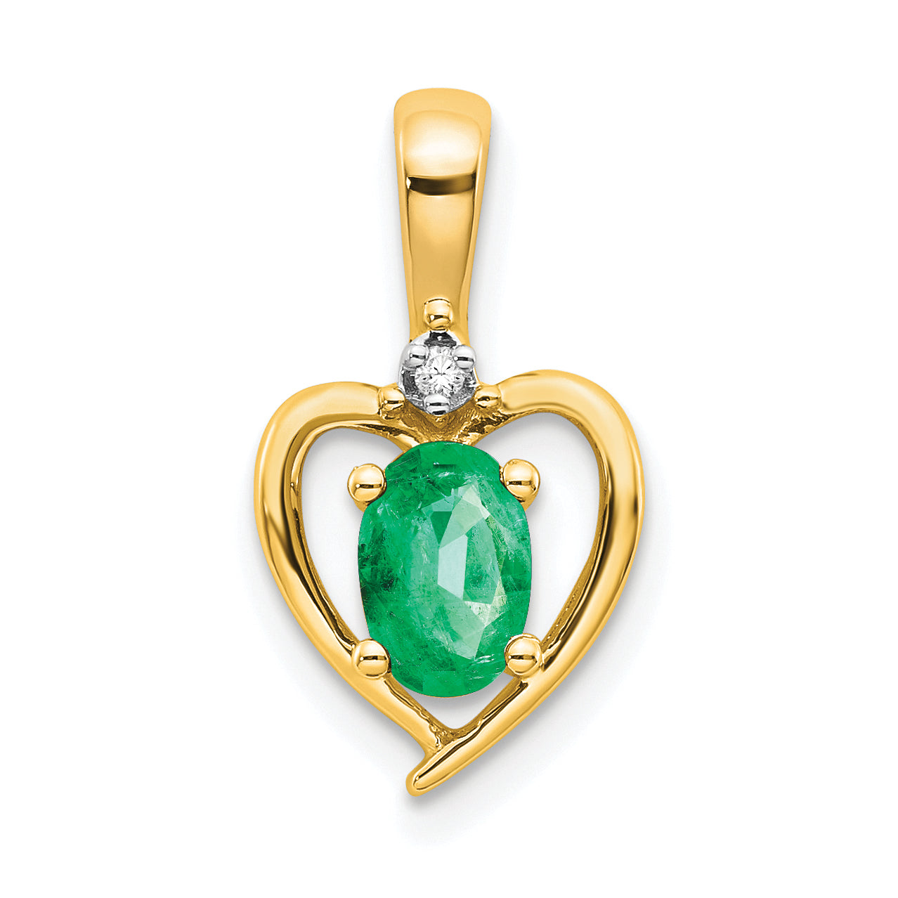 14K Diamond & Emerald Pendant