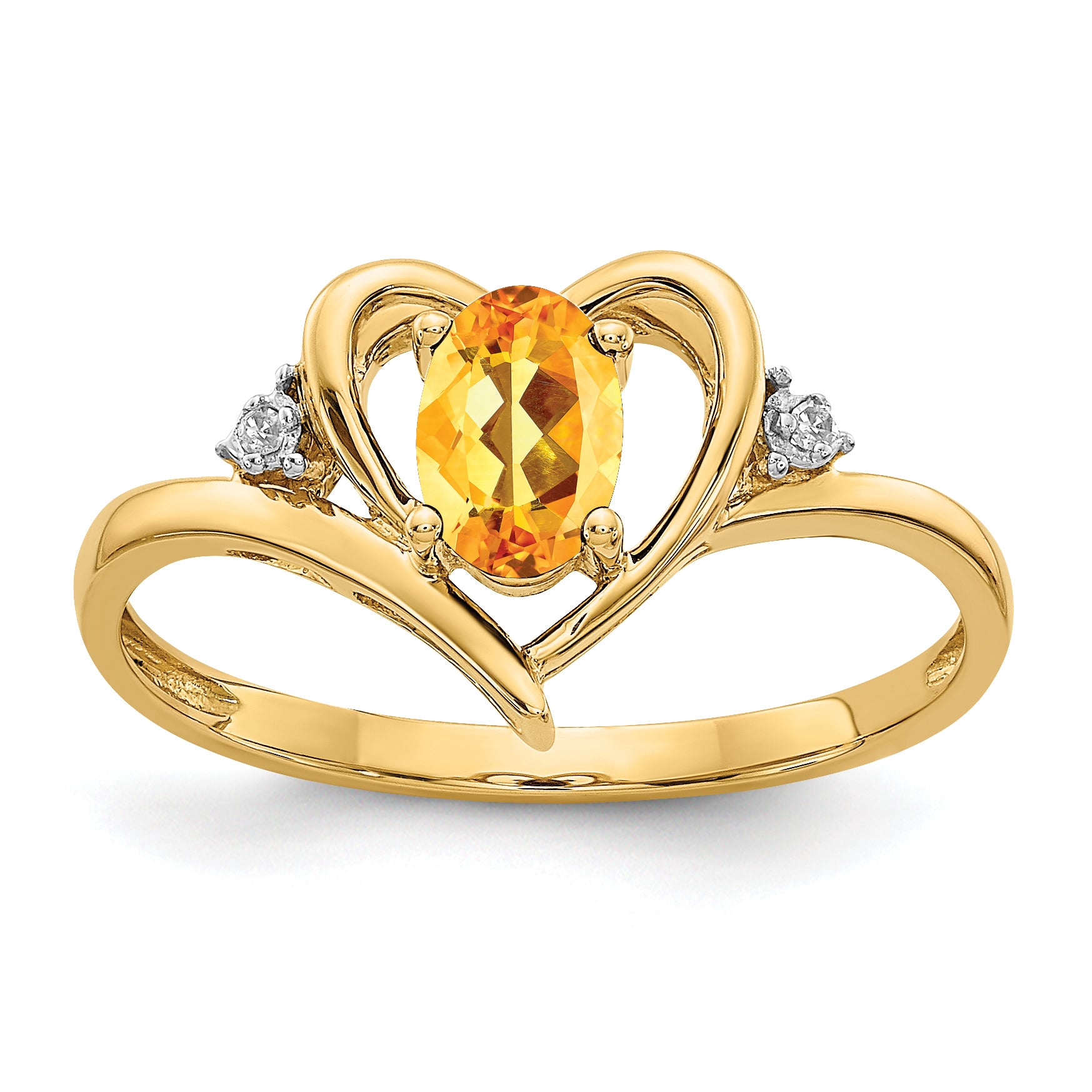 14k Citrine and Diamond Heart Ring Main image
