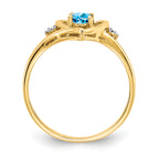 14k Blue Topaz and Diamond Heart Ring