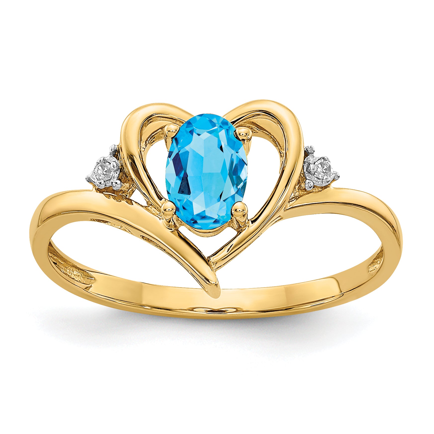14k Blue Topaz and Diamond Heart Ring Main image
