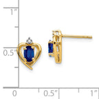 14k Sapphire and Diamond Heart Earrings