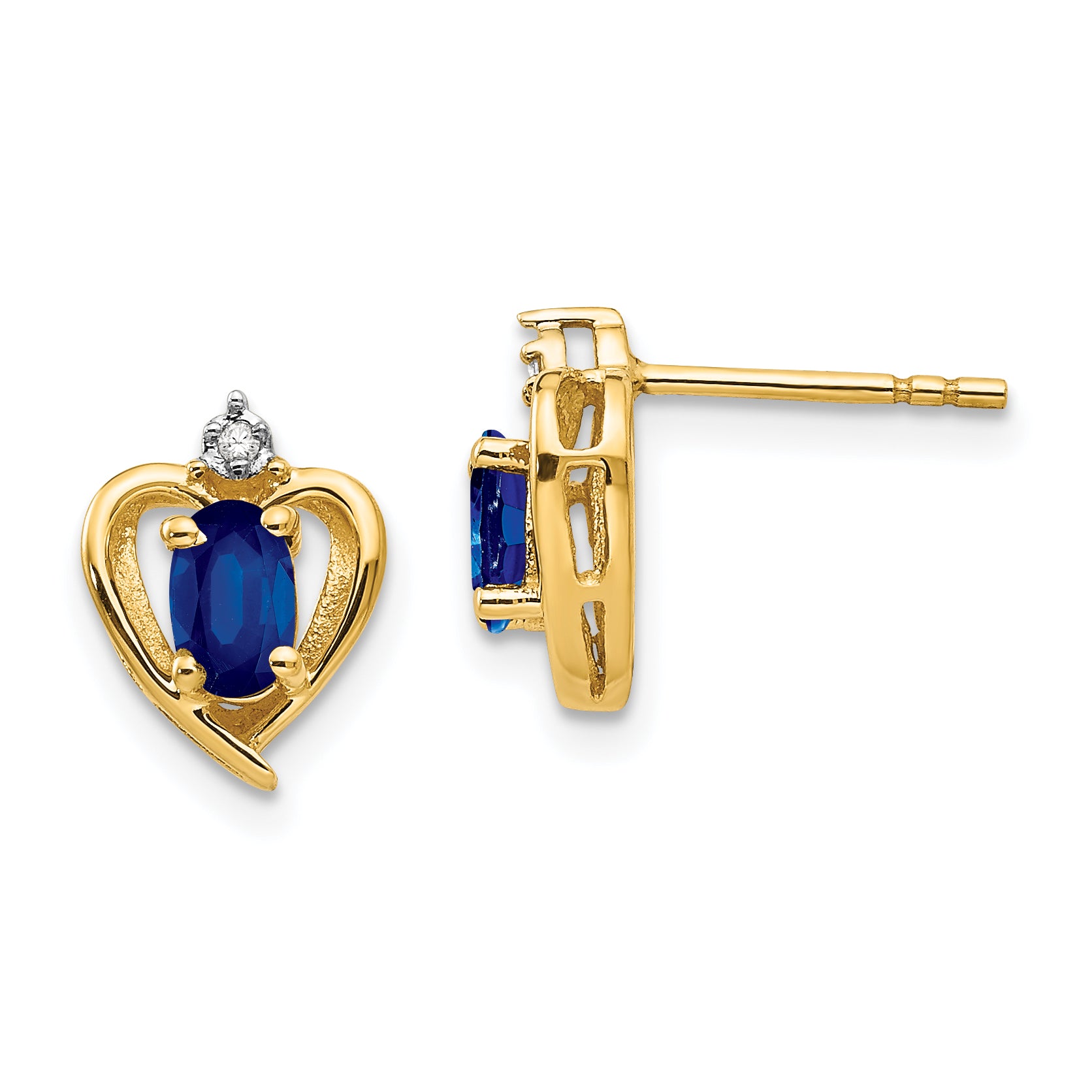 14k Sapphire and Diamond Heart Earrings Main image