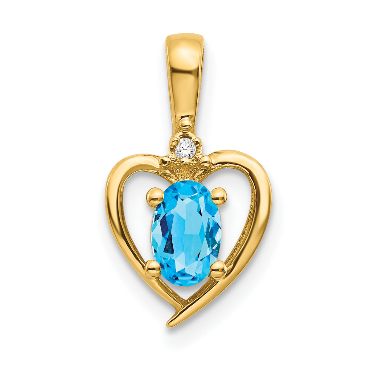 14K Diamond & Blue Topaz Pendant