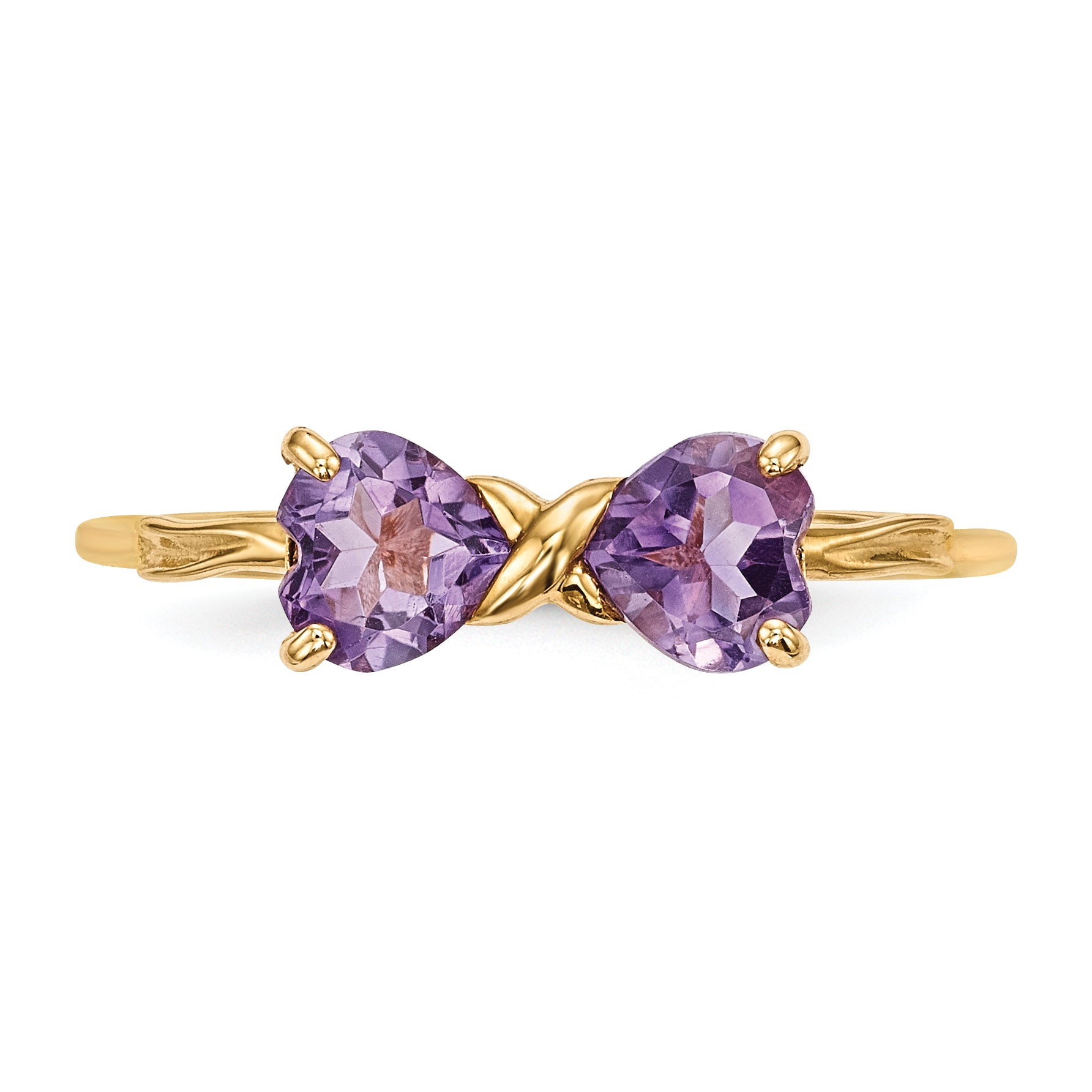 14k Gold Polished Amethyst Bow Ring