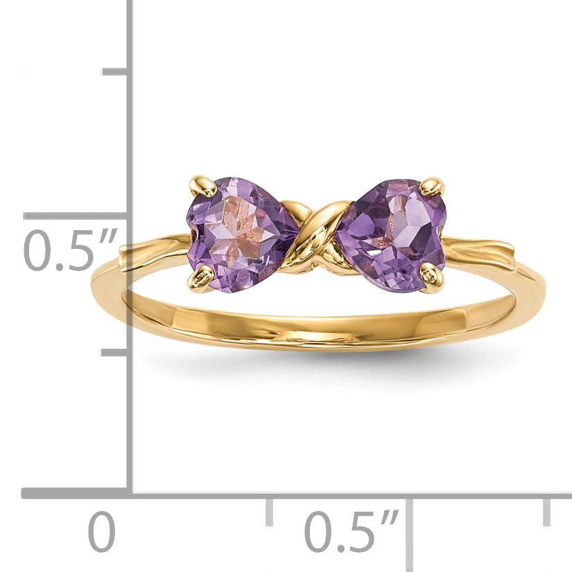 14k Gold Polished Amethyst Bow Ring