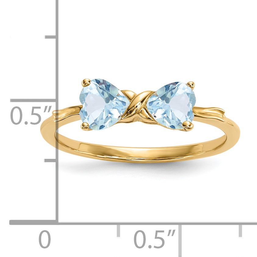 14k Gold Polished Aquamarine Bow Ring