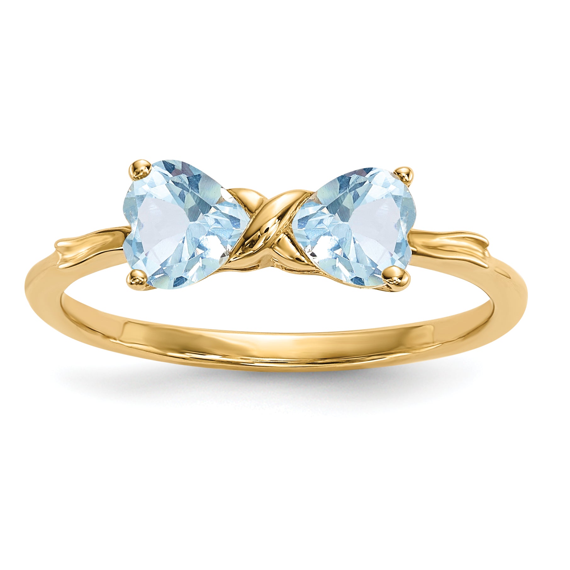14k Gold Polished Aquamarine Bow Ring Main image