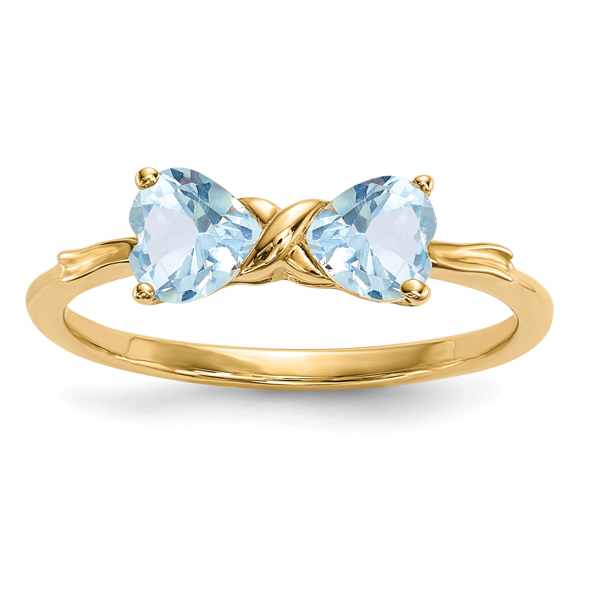 14k Gold Polished Aquamarine Bow Ring