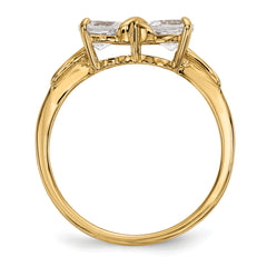 14k Gold Polished White Topaz Bow Ring