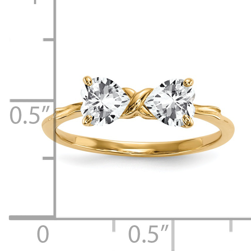 14k Gold Polished White Topaz Bow Ring
