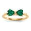 14k Gold Polished Created Emerald Bow Ring