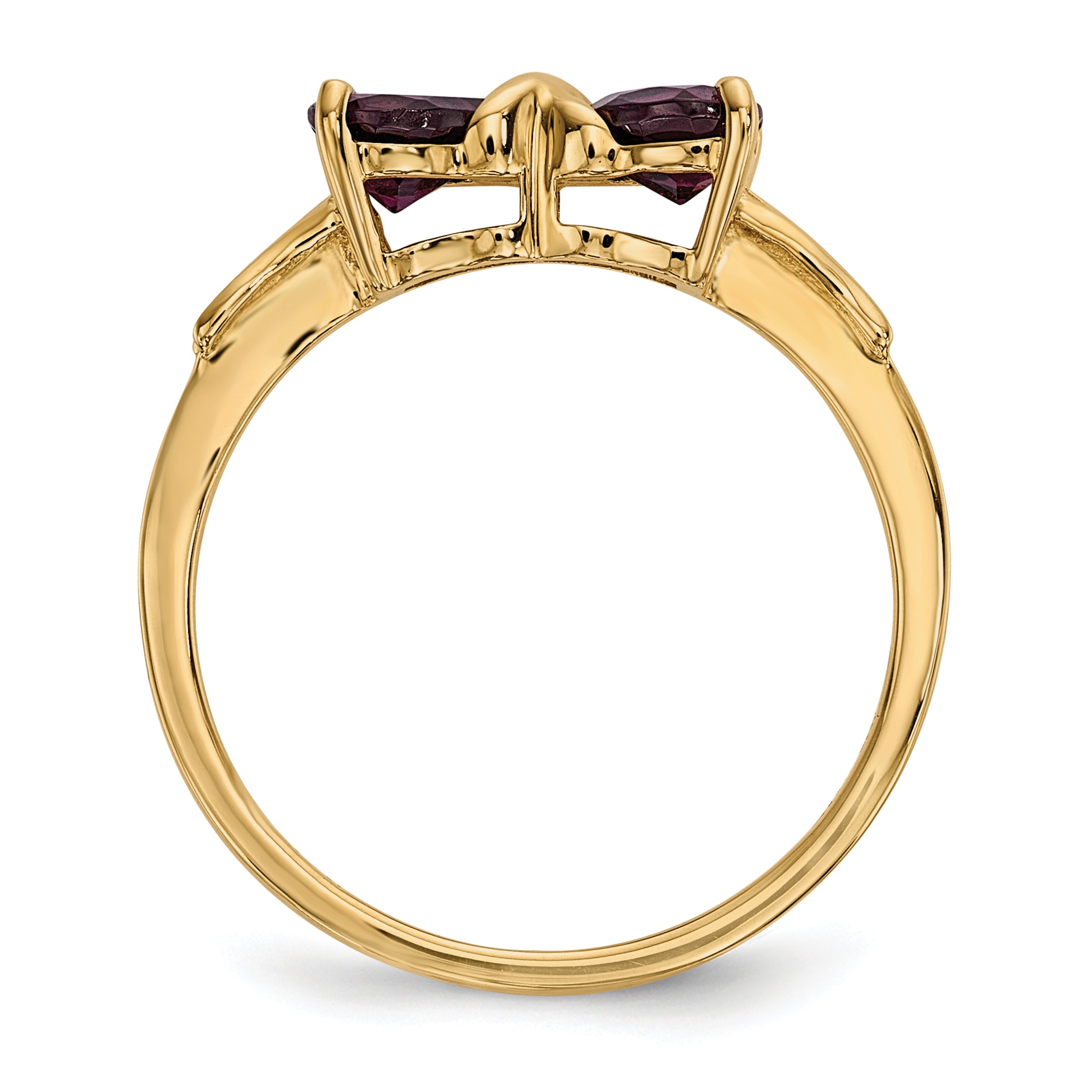 14k Gold Polished Rhodolite Bow Ring