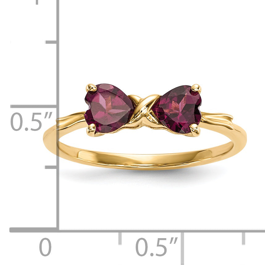 14k Gold Polished Rhodolite Bow Ring