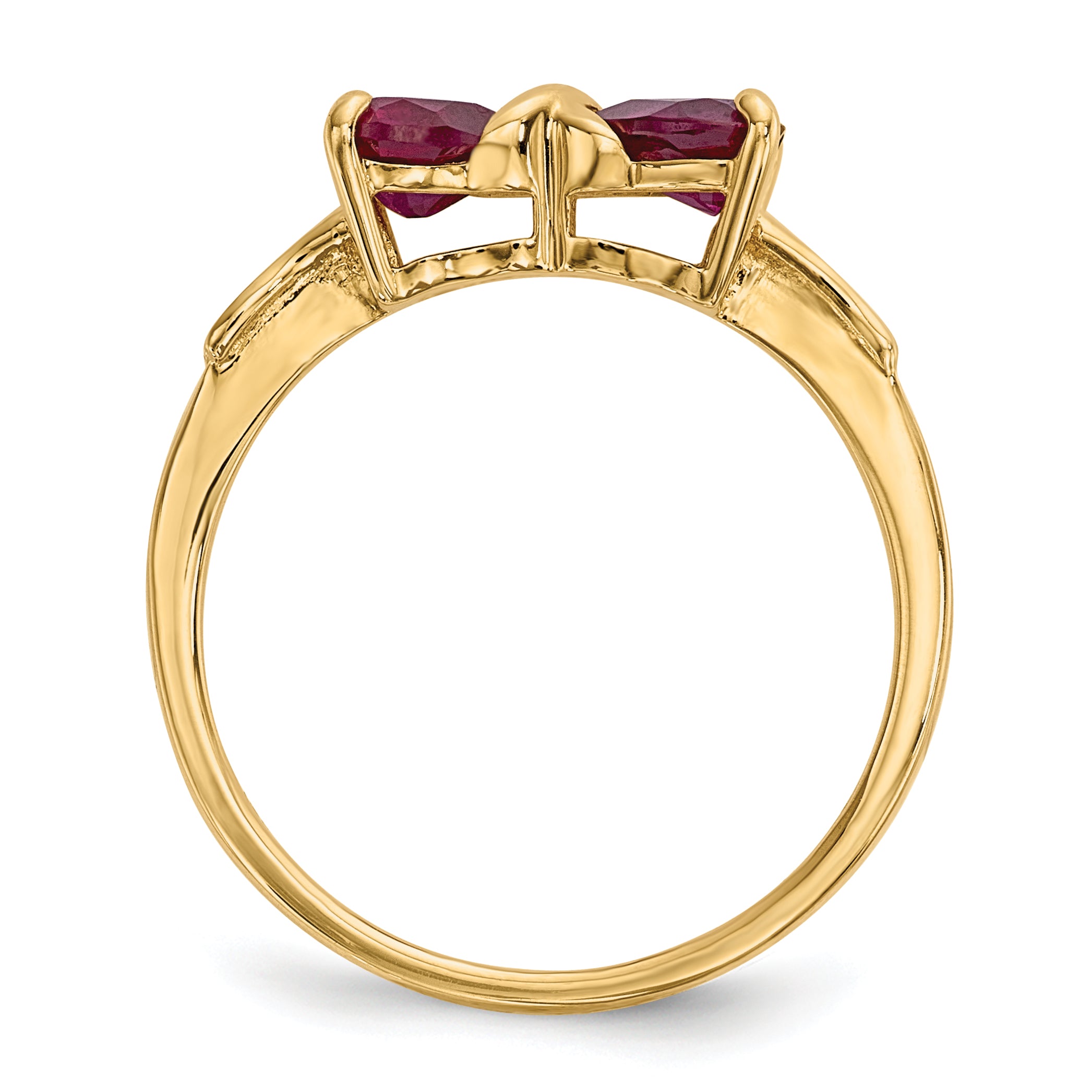 14k Gold Polished Created Ruby Bow Ring Secondary image