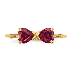 14k Gold Polished Created Ruby Bow Ring