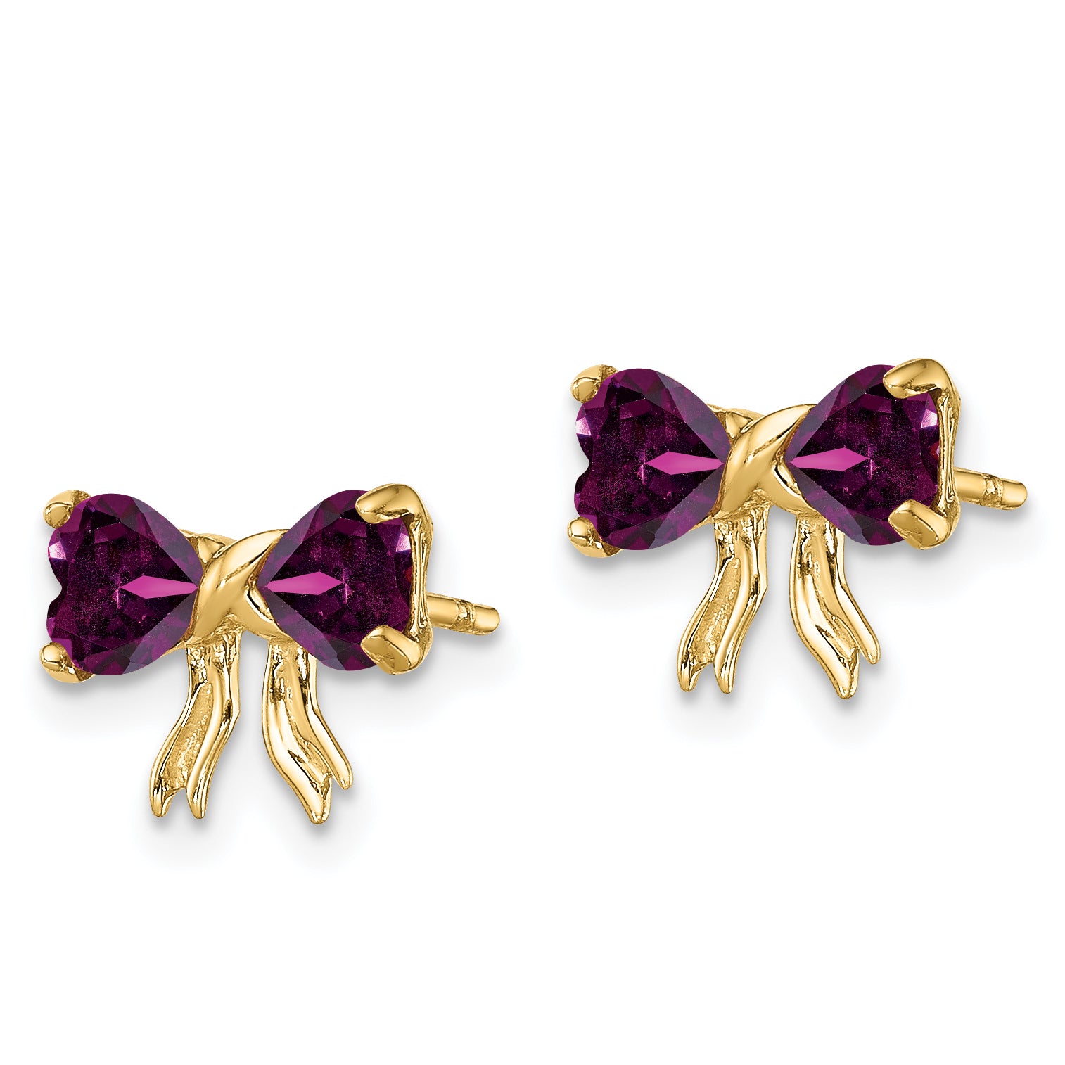 14k Gold Polished Rhodolite Bow Post Earrings Secondary image