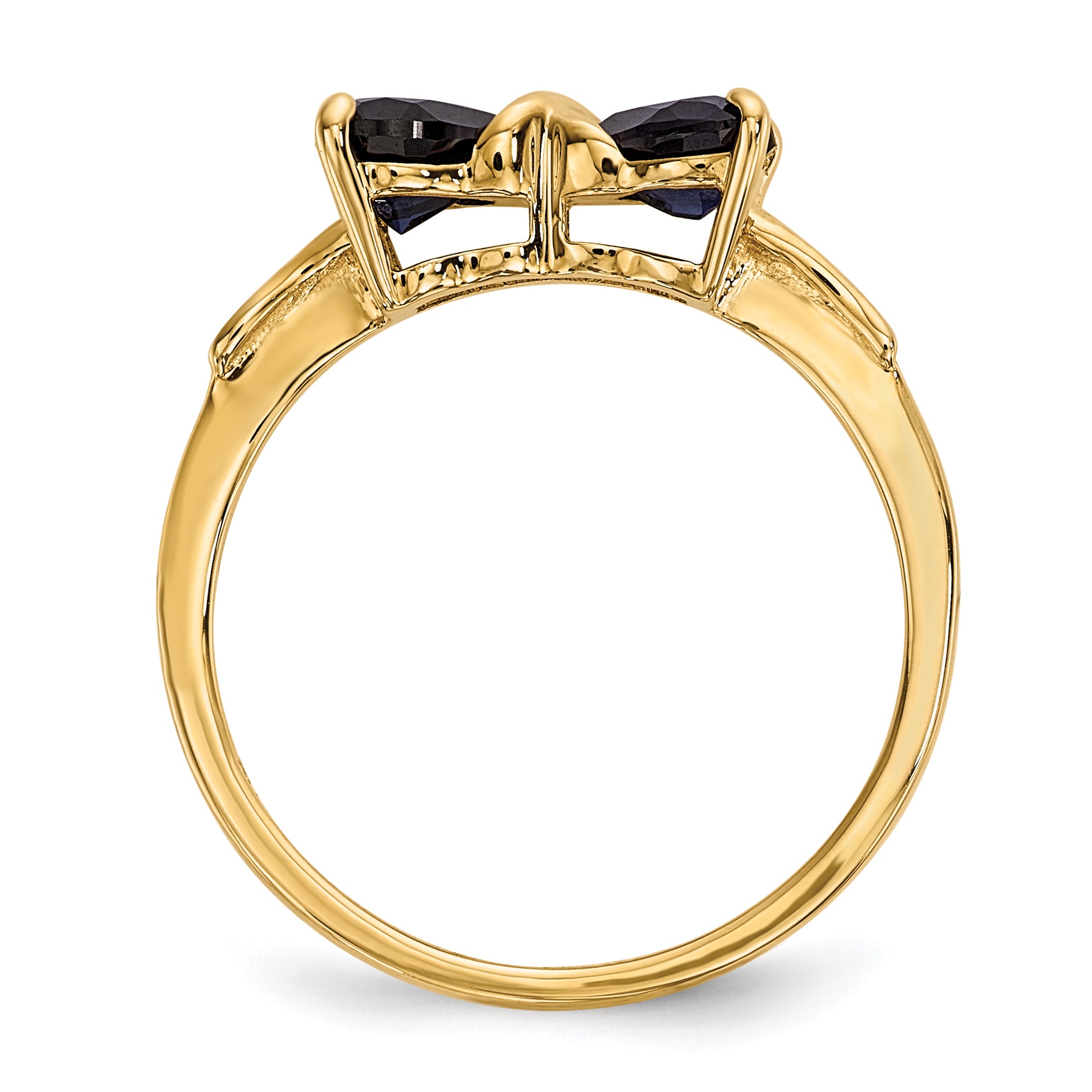 14k Gold Polished Created Sapphire Bow Ring Secondary image