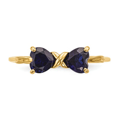14k Gold Polished Created Sapphire Bow Ring