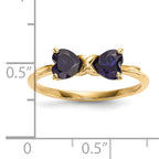 14k Gold Polished Created Sapphire Bow Ring
