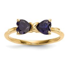 14k Gold Polished Created Sapphire Bow Ring