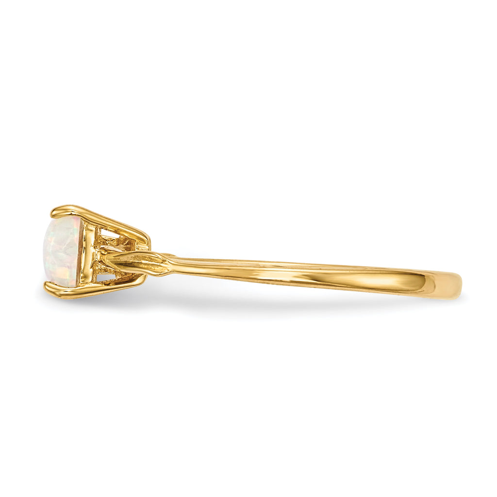 14k Gold Polished Created Opal Bow Ring
