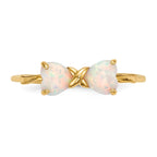 14k Gold Polished Created Opal Bow Ring