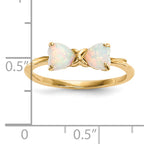 14k Gold Polished Created Opal Bow Ring