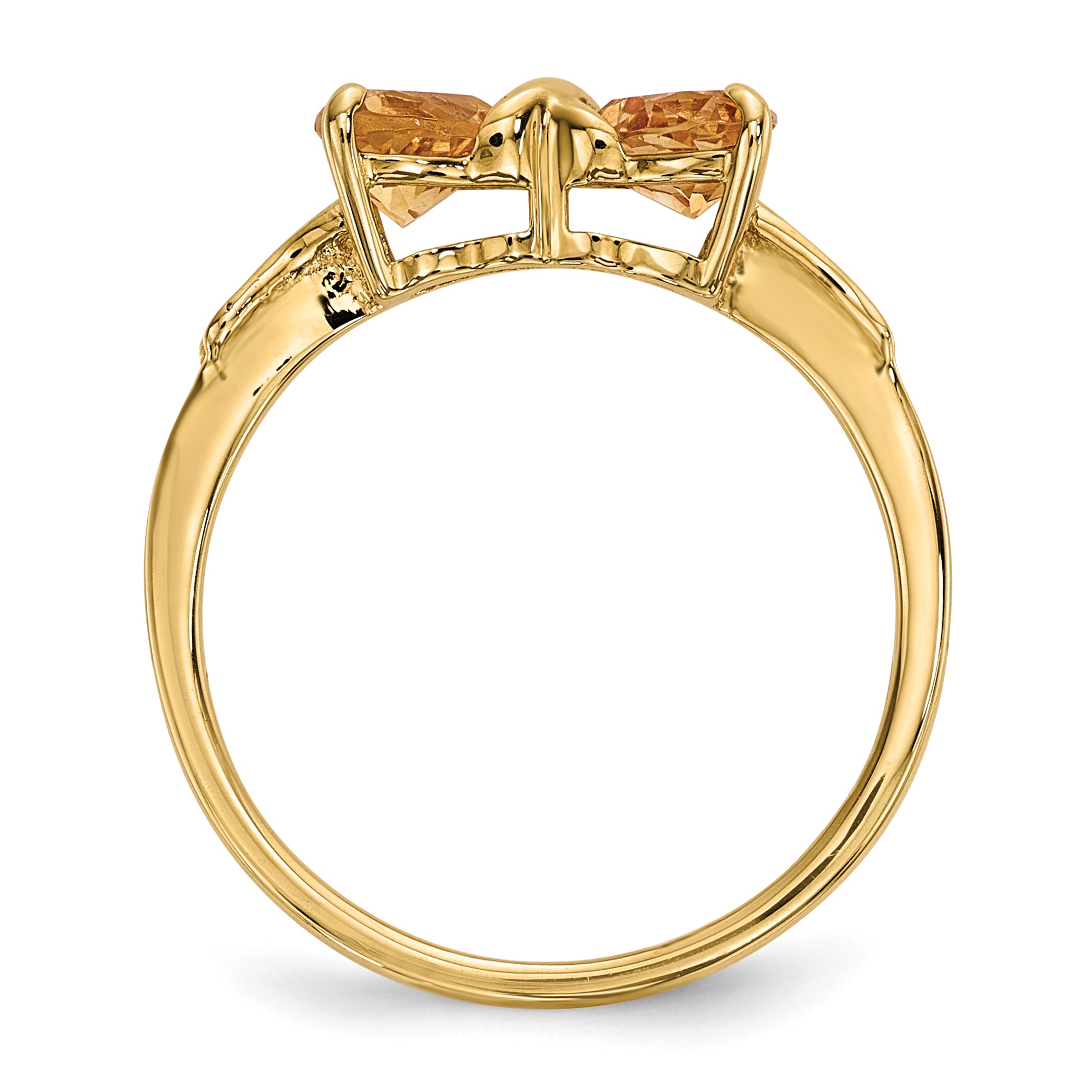 14k Gold Polished Citrine Bow Ring Secondary image