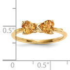 14k Gold Polished Citrine Bow Ring