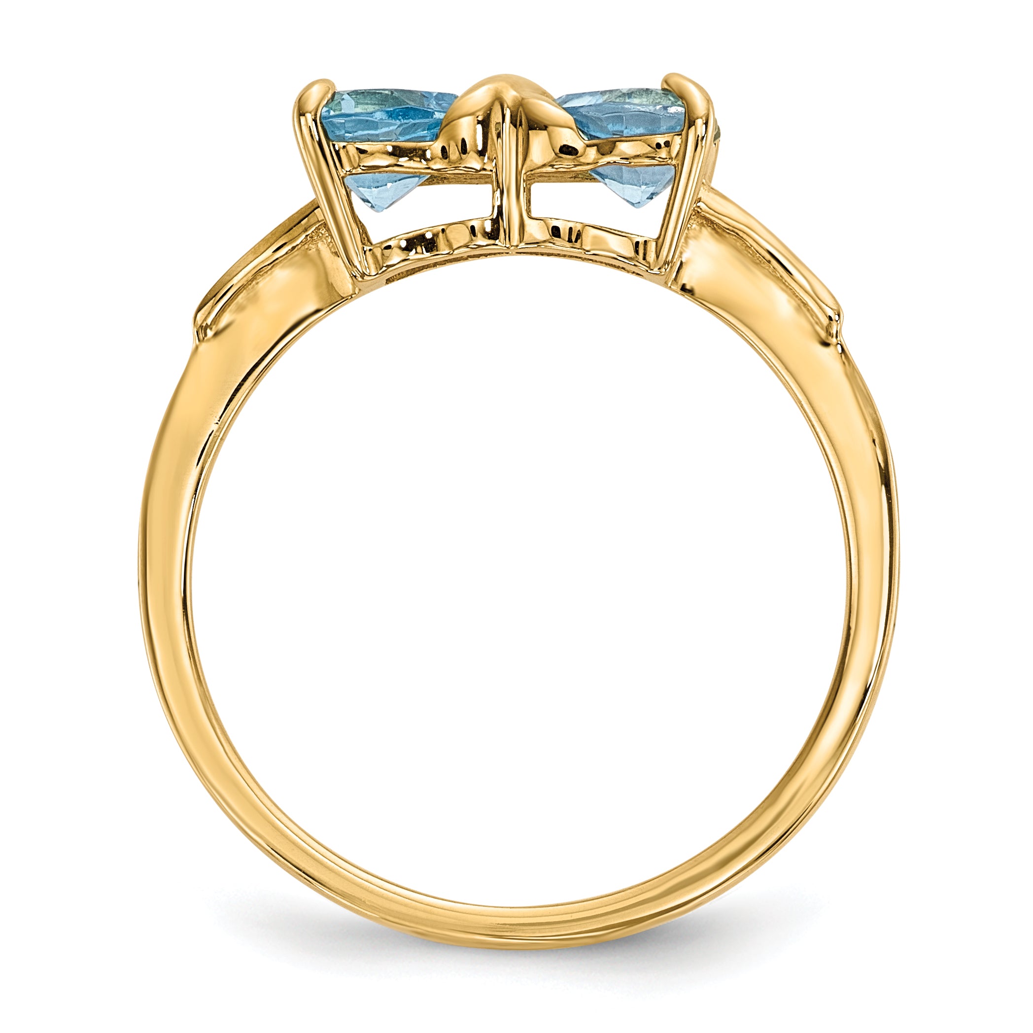 14k Gold Polished Light Swiss Blue Topaz Bow Ring Secondary image