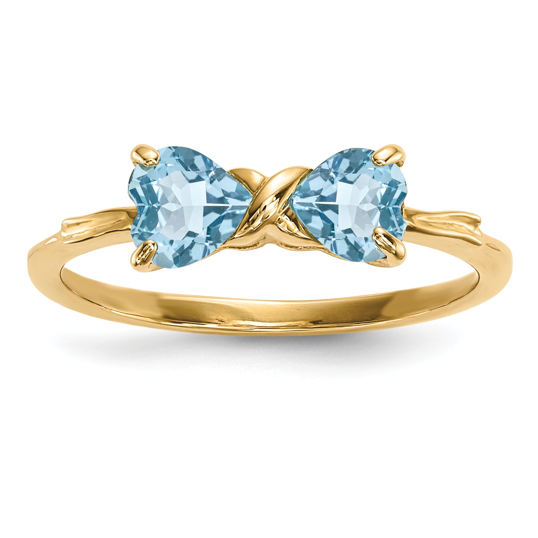 14k Gold Polished Light Swiss Blue Topaz Bow Ring Main image