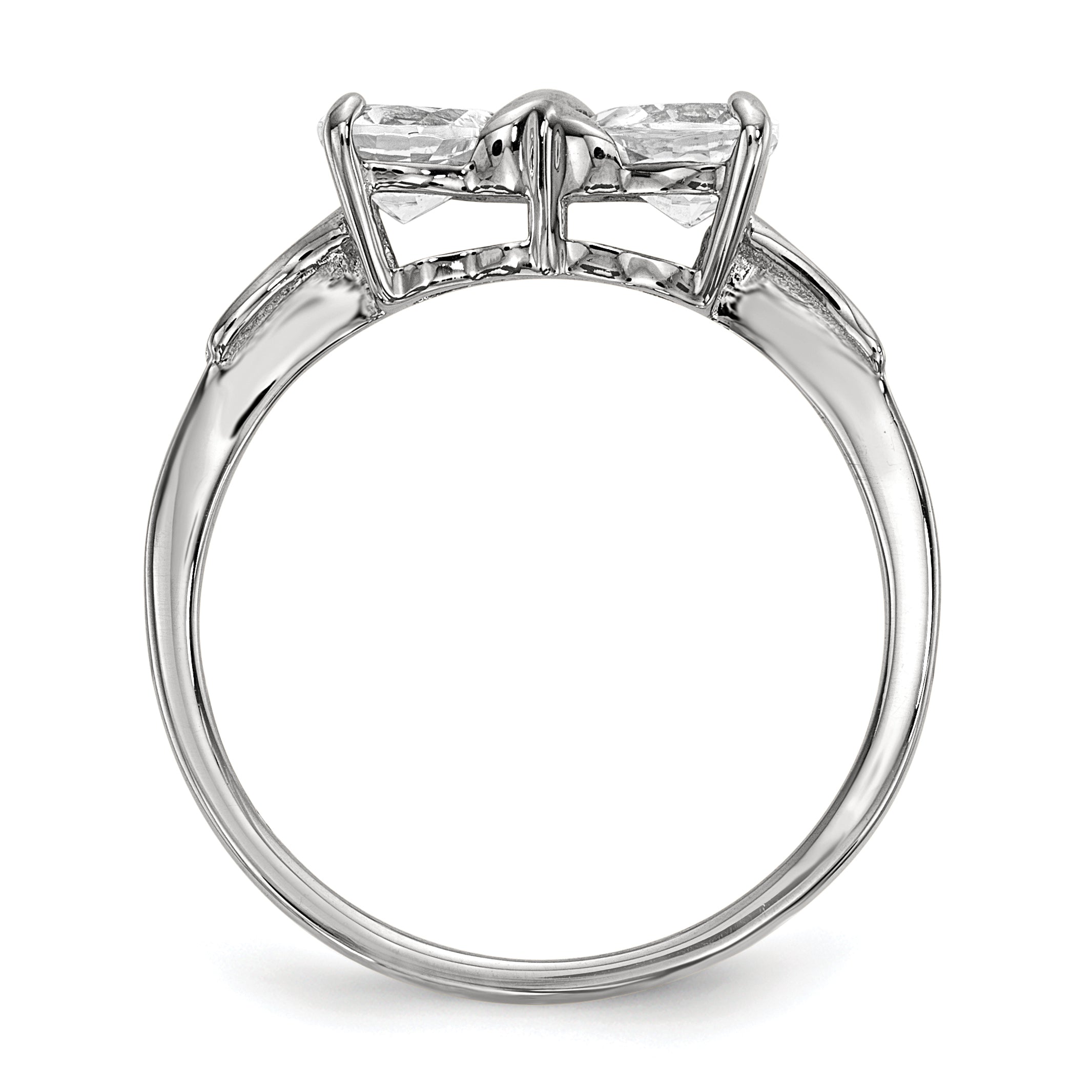 14k White Gold Polished White Topaz Bow Ring