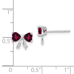 14k White Gold Polished Created Ruby Bow Post Earrings