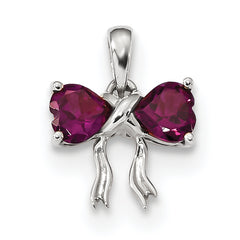 14K White Gold Polished Rhodolite Bow Pendant