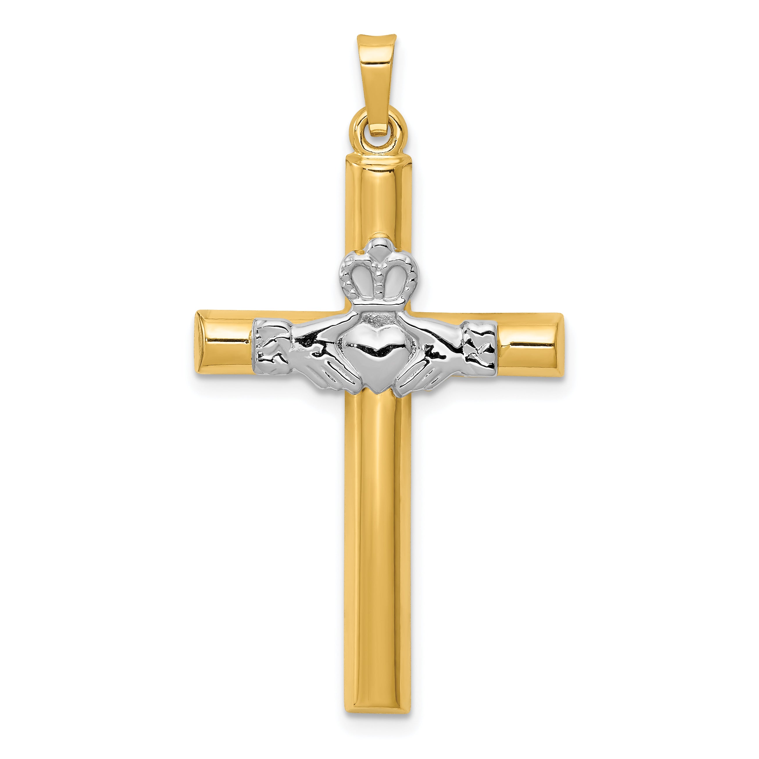 14K Two-tone Claddagh Cross Pendant Main image