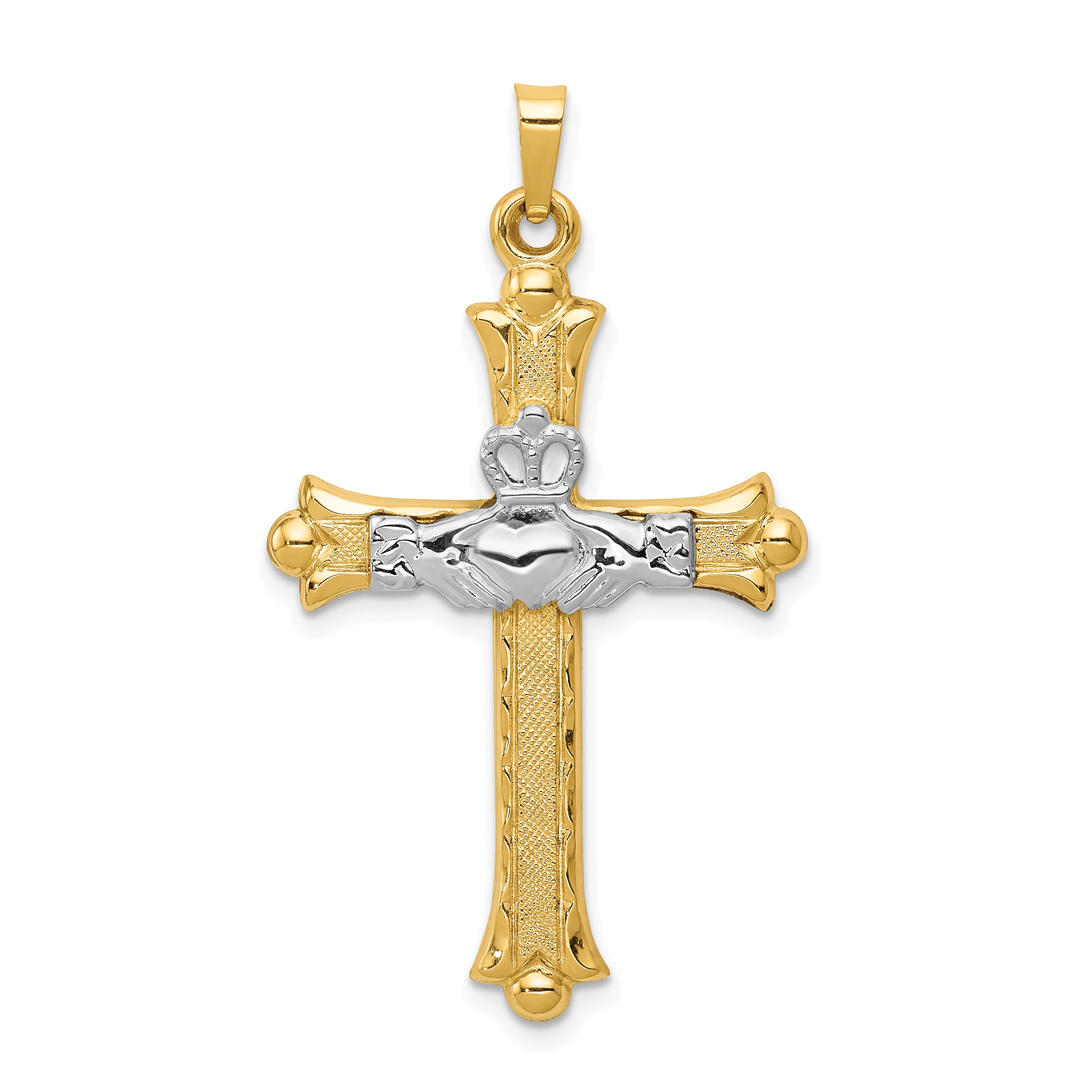 14K Two-tone Claddagh Cross Pendant Main image