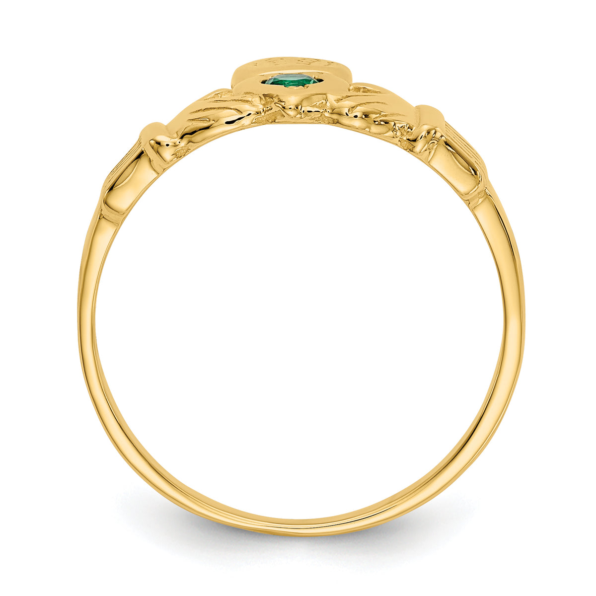 14k Green CZ Claddagh Ring