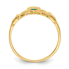 14k Green CZ Claddagh Ring