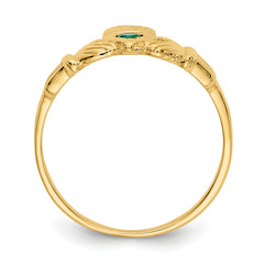 14K Green CZ Claddagh Ring