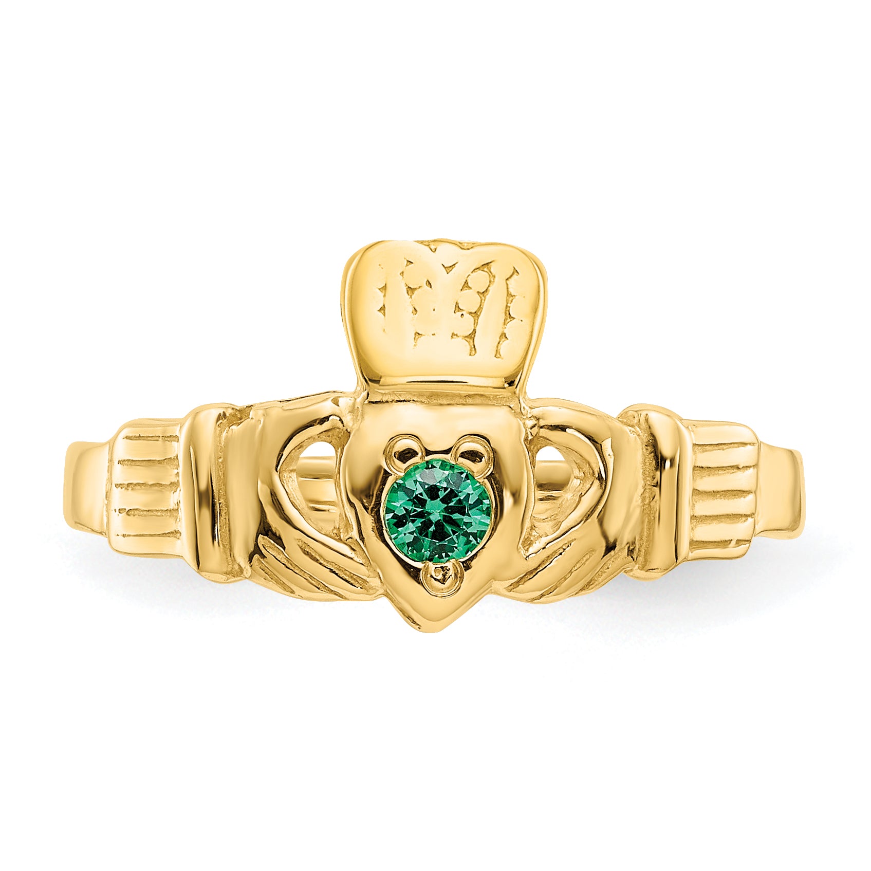 14k Green CZ Claddagh Ring