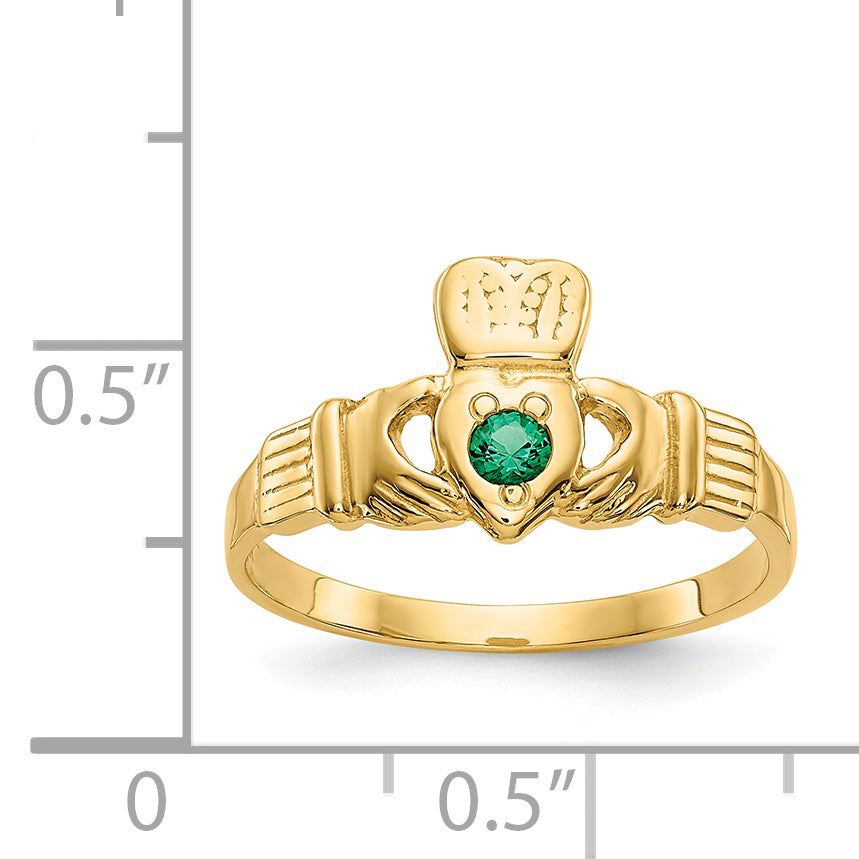 14k Green CZ Claddagh Ring