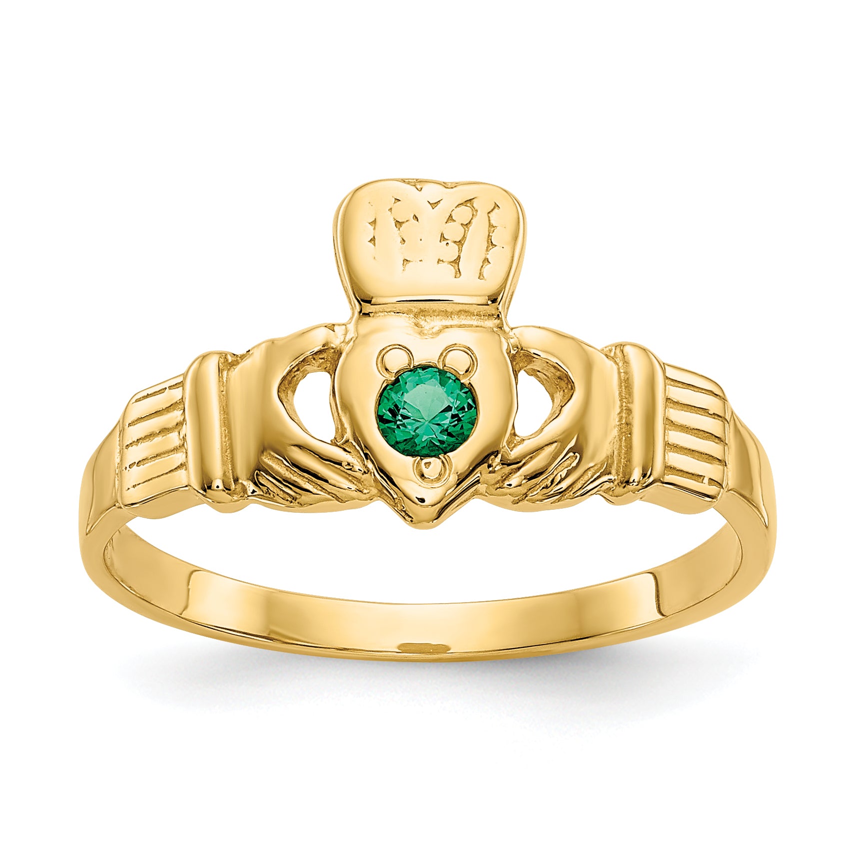 14k Green CZ Claddagh Ring Secondary image